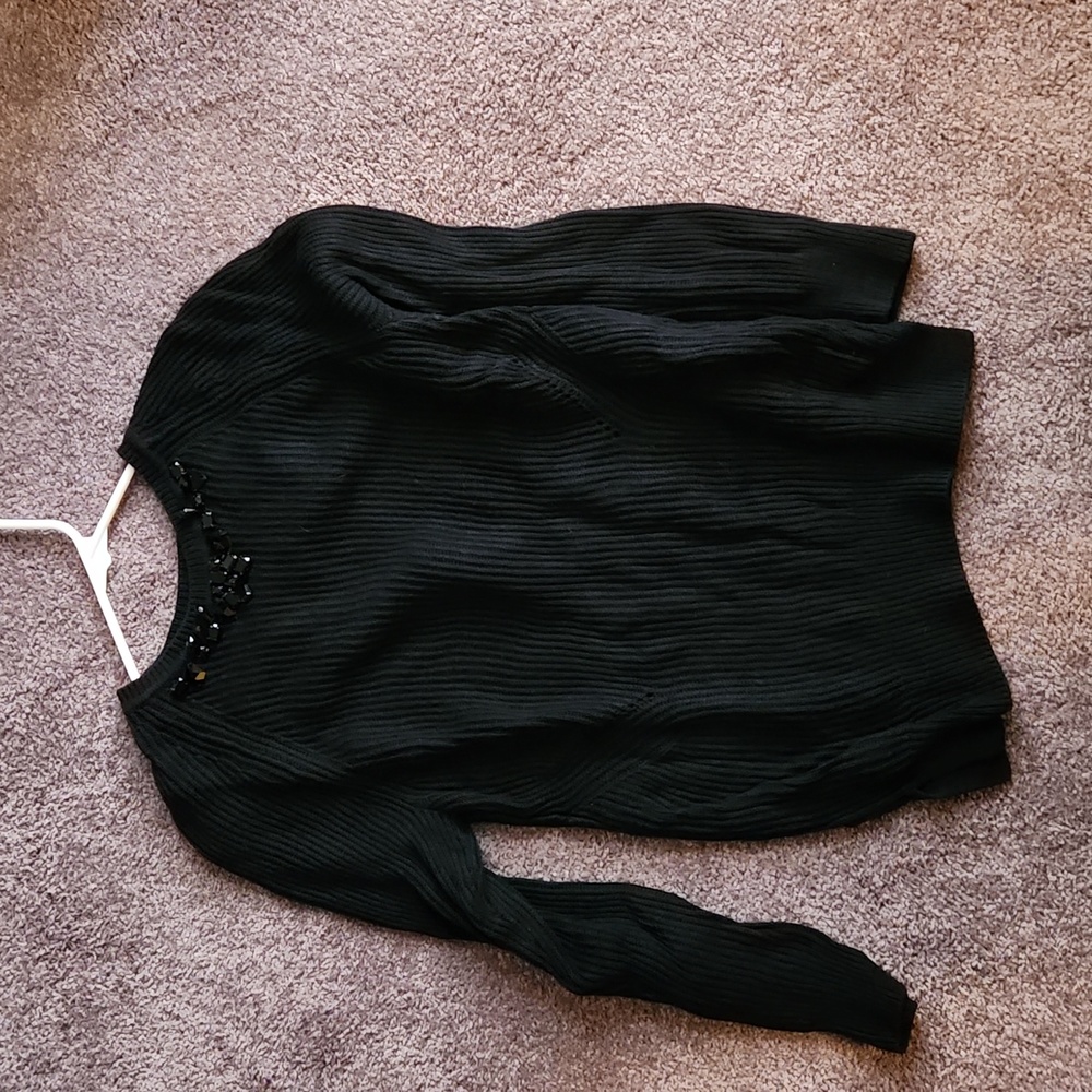 Ann taylor black sweater with beading
